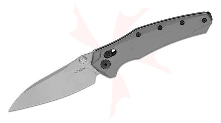 Kershaw 6777GRYSW Bareknuckle DuraLock USA-Made KVT Flipper Knife 3.5 inch CPM-MagnaCut Stonewashed Drop Point Blade, Gray Aluminum Handles, Reversible Bayonet Clip