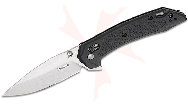 Kershaw 6000 USA-Made Bonneville DuraLock KVT Flipper Knife 3.25 inch 14C28N Stonewashed Drop Point Blade, Black GFN Handles, Reversible Deep Carry Clip