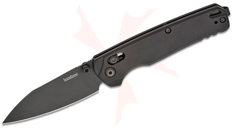 Kershaw 6105BLK USA-Made Bel Air DuraLock KVT Folding Knife 3.1 inch CPM-MagnaCut Black PVD Reverse Tanto Blade, Black Anodized Aluminum Handles, Reversible Deep Carry Clip