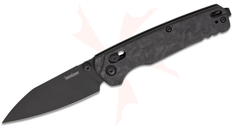 Kershaw 6105CFBLK USA-Made Bel Air DuraLock KVT Folding Knife 3.1 inch CPM-MagnaCut Black Reverse Tanto Blade, Marbled Carbon Fiber Handles, Reversible Deep Carry Clip