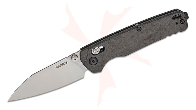 Kershaw 6105CF USA-Made Bel Air DuraLock KVT Folding Knife 3.1 inch CPM-MagnaCut Two-Tone Reverse Tanto Blade, Marbled Carbon Fiber Handles, Reversible Deep Carry Clip