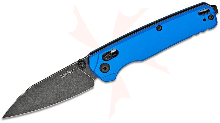 Kershaw 6105NBBW USA-Made Bel Air DuraLock KVT Folding Knife 3.1 inch CPM-MagnaCut BlackWash Reverse Tanto Blade, Blue Anodized Aluminum Handles, Reversible Deep Carry Clip