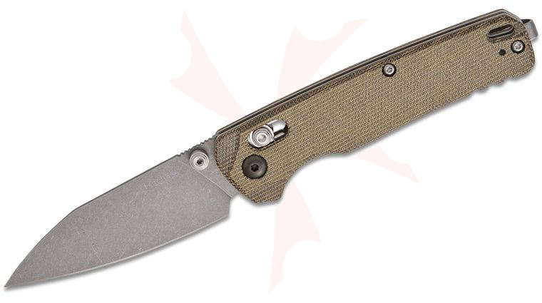Kershaw 6105OLMC USA-Made Bel Air DuraLock KVT Folding Knife 3.1 inch CPM-MagnaCut Stonewashed Reverse Tanto Blade, OD Green Canvas Micarta Handles, Reversible Deep Carry Clip