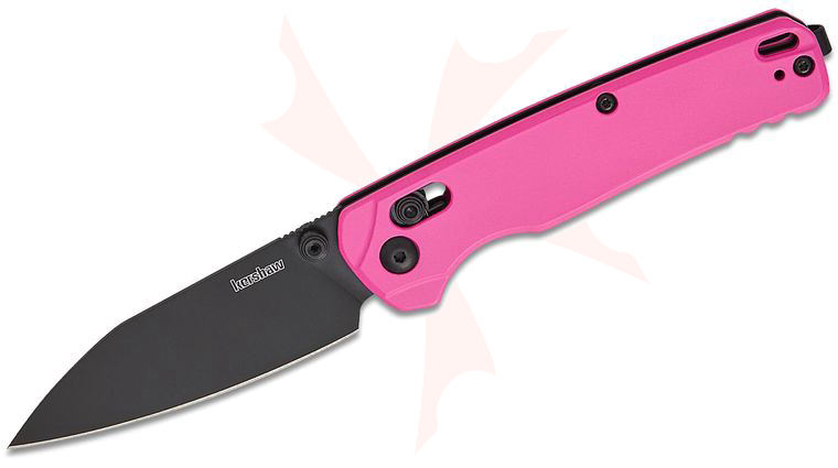 Kershaw 6105PINK USA-Made Bel Air DuraLock KVT Folding Knife 3.1 inch CPM-MagnaCut Black PVD Reverse Tanto Blade, Pink Anodized Aluminum Handles, Reversible Deep Carry Clip