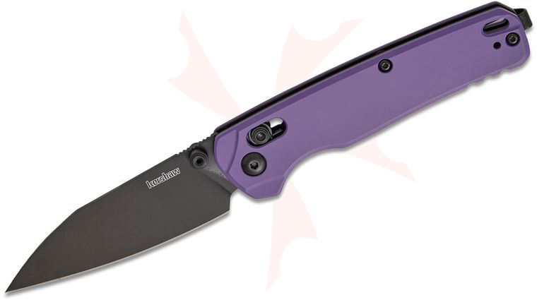 Kershaw 6105PUR USA-Made Bel Air DuraLock KVT Folding Knife 3.1 inch CPM-MagnaCut Black PVD Reverse Tanto Blade, Purple Anodized Aluminum Handles, Reversible Deep Carry Clip
