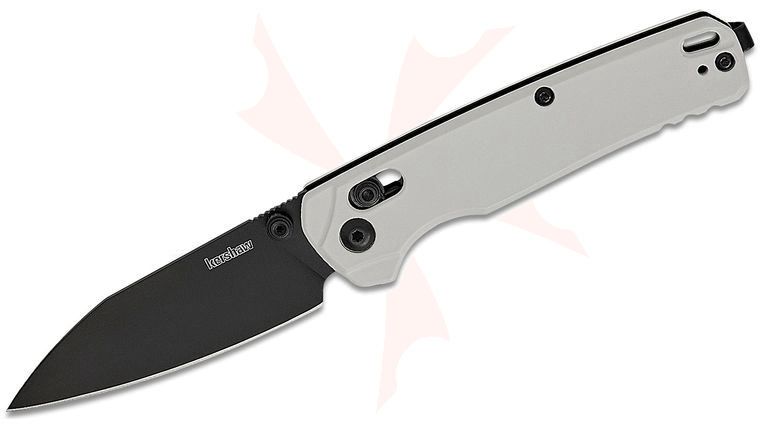 Kershaw 6105 USA-Made Bel Air DuraLock KVT Folding Knife 3.1 inch CPM-MagnaCut Black PVD Reverse Tanto Blade, White Cerakote Aluminum Handles, Reversible Deep Carry Clip