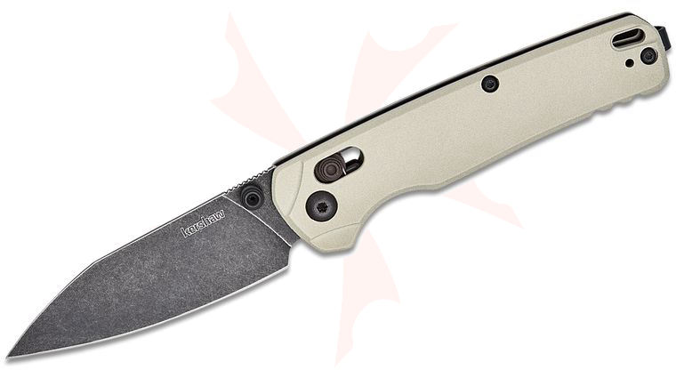 Kershaw 6105 USA-Made Bel Air DuraLock KVT Folding Knife 3.1 inch CPM-MagnaCut BlackWashed Reverse Tanto Blade, Bright Nickel Cerakote Aluminum Handles, Reversible Deep Carry Clip