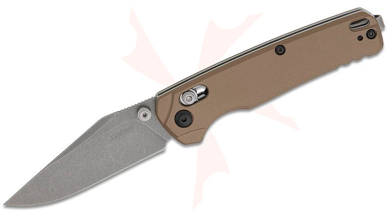 Kershaw 6106FDE USA-Made Bel Air DuraLock KVT Folding Knife 3.1 inch CPM-MagnaCut Working Stonewashed Clip Point Blade, FDE Aluminum Handles, Reversible Deep Carry Clip