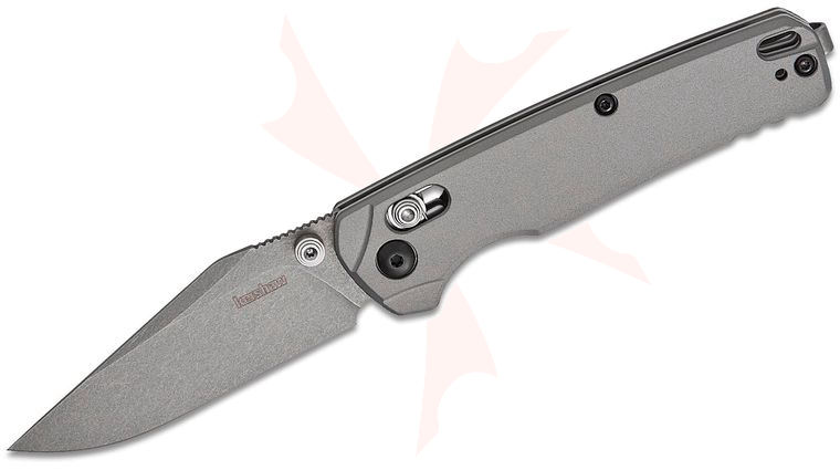 Kershaw 6106GRY USA-Made Bel Air DuraLock KVT Folding Knife 3.1 inch CPM-MagnaCut Stonewashed Clip Point Blade, Gray Aluminum Handles, Reversible Deep Carry Clip