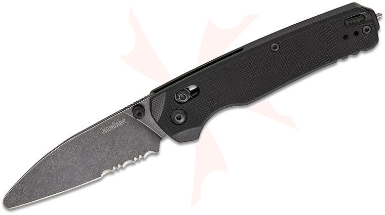 Kershaw 6110EMT USA-Made Bel Air XL EMT DuraLock KVT Folding Knife 3.25 inch CPM-MagnaCut BlackWashed Blunt Tip Combo Blade, Black G10 Handles, Reversible Deep Carry Clip