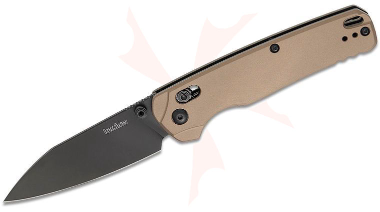 Kershaw 6110FDE USA-Made Bel Air XL DuraLock KVT Folding Knife 3.4 inch M4 Black Cerakote Reverse Tanto Blade, Flat Dark Earth Aluminum Handles, Reversible Deep Carry Clip