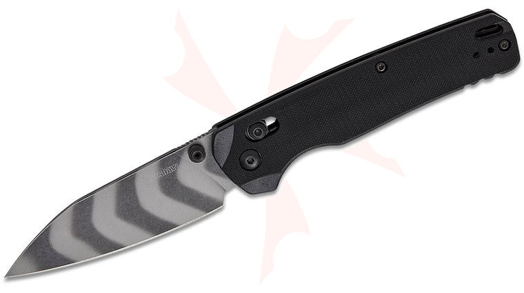 Kershaw 6110TS USA-Made Bel Air XL DuraLock KVT Folding Knife 3.4 inch CPM-MagnaCut Tiger Stripe Camo Reverse Tanto Blade, Black G10 Handles, Reversible Deep Carry Clip