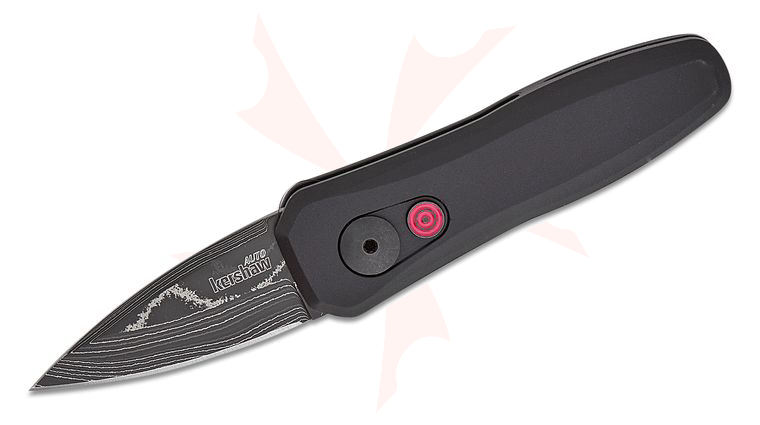 Kershaw 7500DAM Launch 4 AUTO Folding Knife 1.9 inch Damascus Spear Point Blade, Black Aluminum Handles