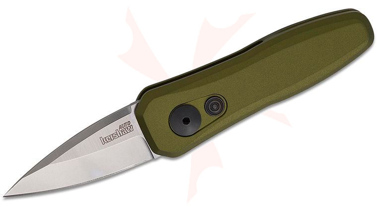 Kershaw 7500OL Launch 4 AUTO Folding Knife 1.9 inch CPM-154 Satin Spear Point Blade, Olive Green Aluminum Handles