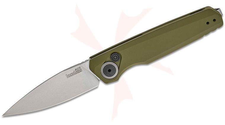 Kershaw 7551OL Launch 18 AUTO Folding Knife 2.79 inch CPM-154 Stonewashed Drop Point Blade, Olive Green Aluminum Handles