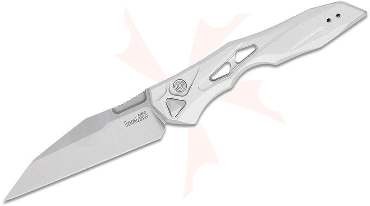 Kershaw 7650RAW Launch 13 AUTO Folding Knife 3.5 inch CPM-154 Stonewashed Wharncliffe Blade, Raw Aluminum Handles