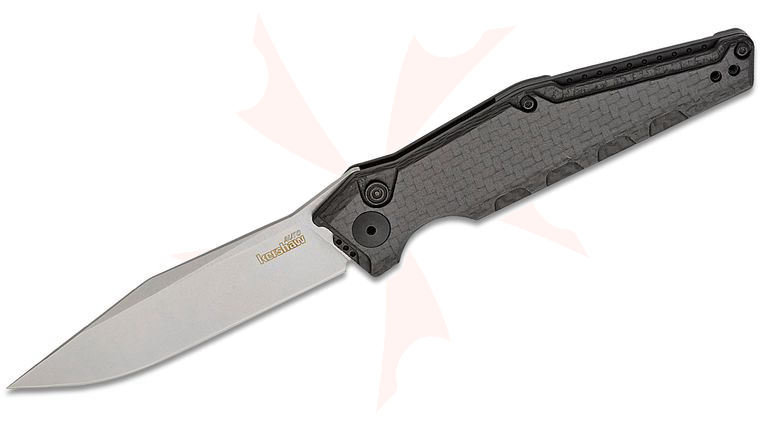 Kershaw 7900CF Launch 7 AUTO Folding Knife 3.75 inch Stonewashed MagnaCut Clip Point Blade, Carbon Fiber and Black Aluminum Handles - Tim Galyean Design