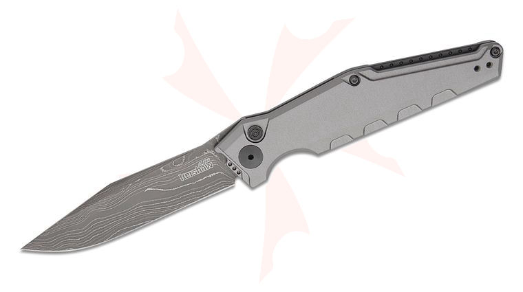 Kershaw 7900GRYDAM Launch 7 AUTO Folding Knife 3.75 inch Damascus Clip Point Blade, Aluminum Handles - Tim Galyean Design