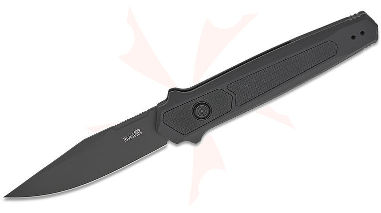 Kershaw 7951BLK Launch 17 AUTO Folding Knife 3.5 inch CPM-MagnaCut Black Cerakoted Clip Point Blade, Black Aluminum Handles with Textured Black G10 Inlays, Reversible Clip