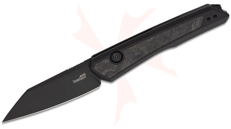 Kershaw 7050BLK Launch 20 AUTO Folding Knife 3 inch CPM-MagnaCut Black Reverse Tanto Blade, Black Anodized Aluminum Handles with Carbon Fiber Inlays