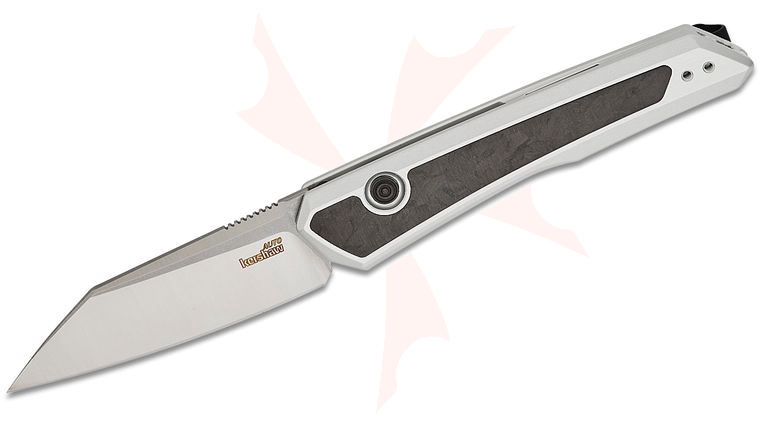 Kershaw 7050 Launch 20 AUTO Folding Knife 3 inch CPM-MagnaCut Two-Tone Reverse Tanto Blade, Clear Anodized Aluminum Handles with Carbon Fiber Inlays