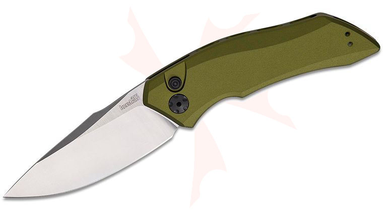 Kershaw 7100OL Launch 1 AUTO Folder 3.4 inch CPM-154 Satin Stonewashed Drop Point Blade, Olive Green Aluminum Handles