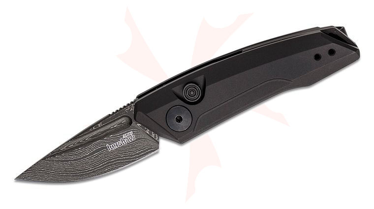 Kershaw 7250DAM Launch 9 AUTO Folding Knife 1.8 inch Damascus Drop Point Blade, Black Anodized Aluminum Handles