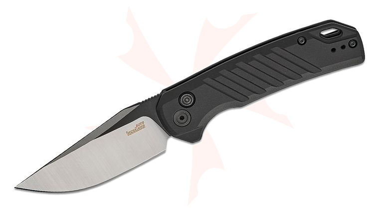 Kershaw 7305 Launch 23 AUTO Folding Knife 3.3 inch CPM-154 Two-Tone Trailing Point Blade, Black Milled Aluminum Handles, Reversible Clip