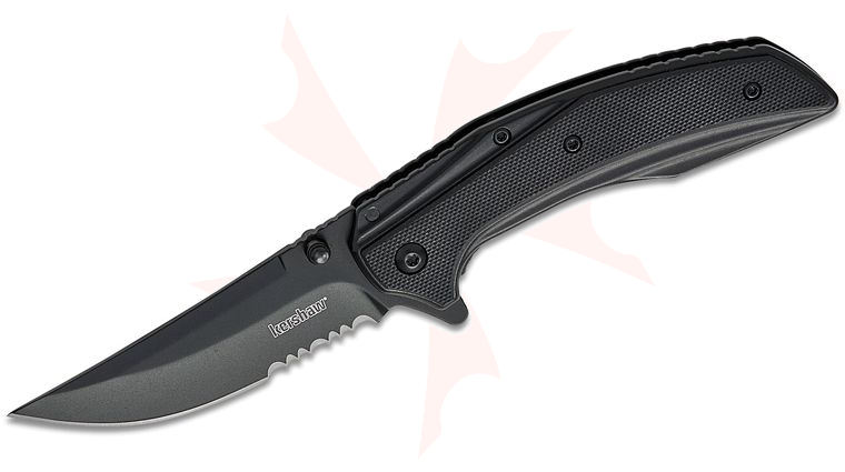 Kershaw 8320BLKST Outright Frame Lock Assisted Flipper Knife 3 inch Black PVD Upswept Combo Blade, Black G10 and Stainless Steel Handles