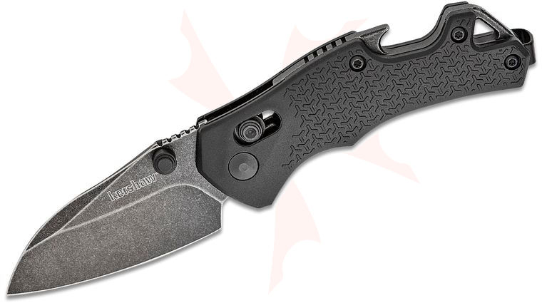 Kershaw 8337 Craze Multi-Function Folding Knife 2.35 inch BlackWash Reverse Tanto Blade, Black Glass Filled Nylon Handles with Bottle Opener