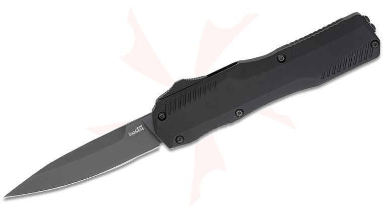 Kershaw 9000BLK Matt Diskin Livewire OTF AUTO Knife 3.3 inch CPM-MagnaCut Black DLC Spear Point Blade, Black Aluminum Handles, Reversible Clip