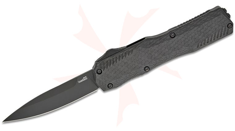 Kershaw 9000CFBLK Matt Diskin Livewire OTF AUTO Knife 3.3 inch CPM-MagnaCut Black PVD Spear Point Blade, Carbon Fiber and Black Aluminum Handles, Reversible Clip