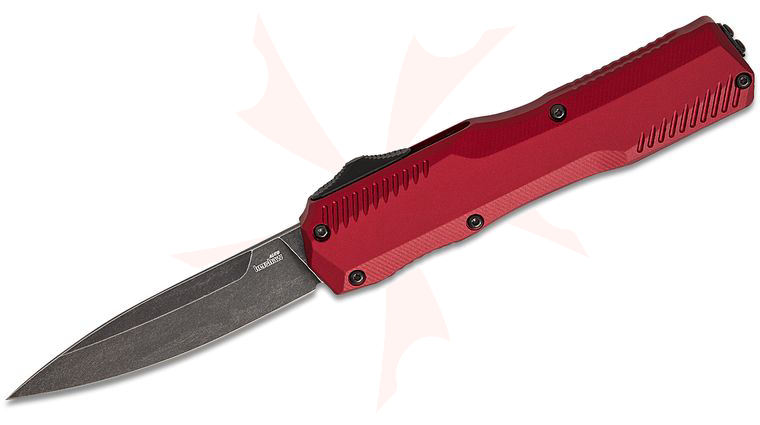 Kershaw 9000MERL Matt Diskin Livewire OTF AUTO Knife 3.3 inch CPM-MagnaCut BlackWash Spear Point Blade, Merlot Aluminum Handles, Reversible Clip
