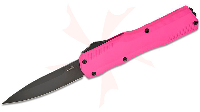 Kershaw 9000PINKBLK Matt Diskin Livewire OTF AUTO Knife 3.3 inch CPM-MagnaCut Black PVD Spear Point Blade, Pink Aluminum Handles, Reversible Clip