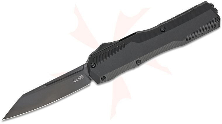 Kershaw 9000RBLK Matt Diskin Livewire OTF AUTO Knife 3.3 inch CPM-MagnaCut Black PVD Reverse Tanto Blade, Black Aluminum Handles, Reversible Clip