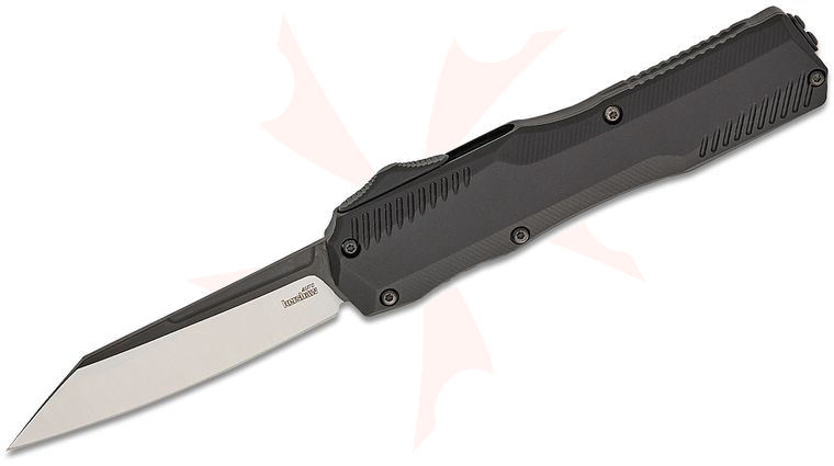 Kershaw 9000R Matt Diskin Livewire OTF AUTO Knife 3.3 inch CPM-MagnaCut Two-Tone Reverse Tanto Blade, Black Aluminum Handles, Reversible Clip