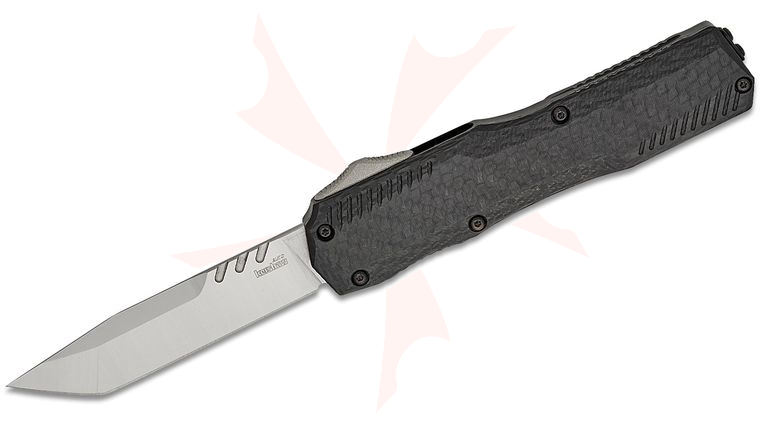 Kershaw 9000TCF Matt Diskin Livewire OTF AUTO Knife 3.3 inch CPM-MagnaCut Satin Tanto Blade, Carbon Fiber and Black Aluminum Handles, Reversible Clip