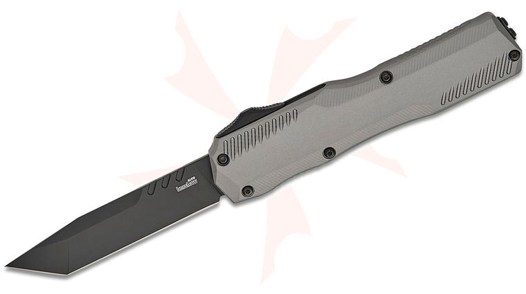 Kershaw 9000TGRYBLK Matt Diskin Livewire OTF AUTO Knife 3.3 inch CPM-MagnaCut Black Tanto Blade, Gray Aluminum Handles, Reversible Clip