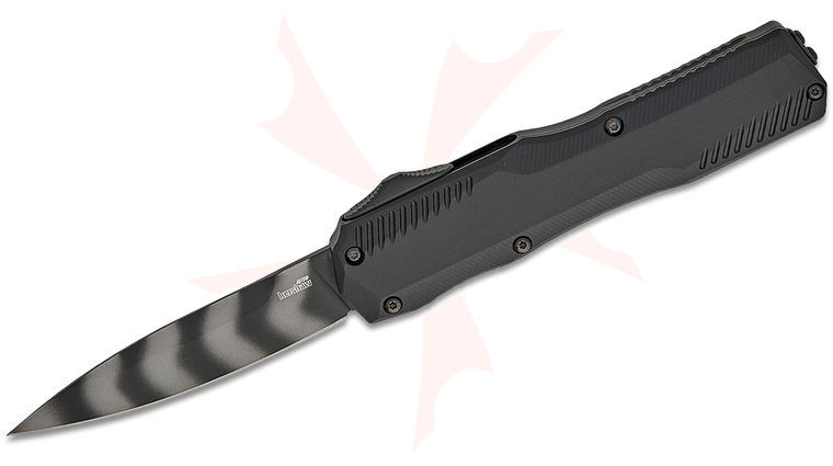 Kershaw 9000TS Matt Diskin Livewire OTF AUTO Knife 3.3 inch CPM-MagnaCut Tiger Stripe Spear Point Blade, Black Aluminum Handles, Reversible Clip