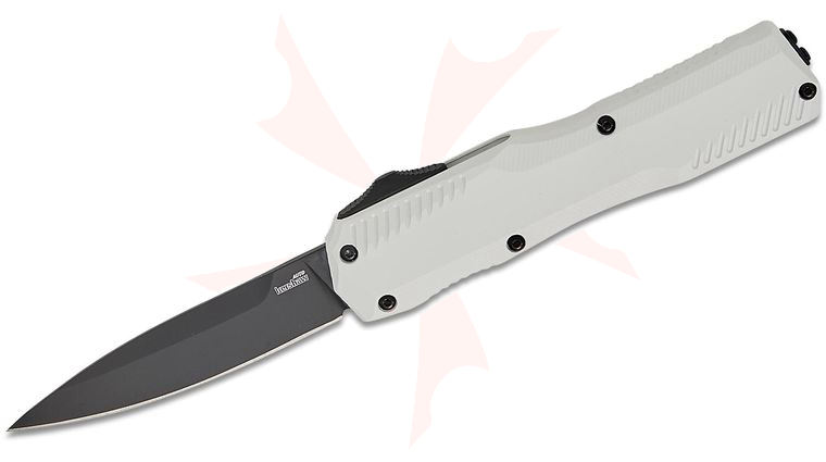 Kershaw 9000WBLK Matt Diskin Livewire OTF AUTO Knife 3.3 inch CPM-MagnaCut Black Spear Point Blade, White Cerakote Aluminum Handles, Reversible Clip