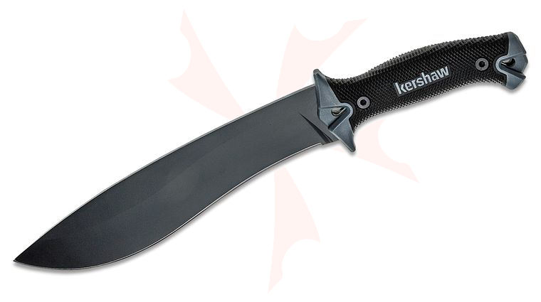 Kershaw 1077 Camp 10 Fixed 10 inch Carbon Steel Blade, Rubber Handles