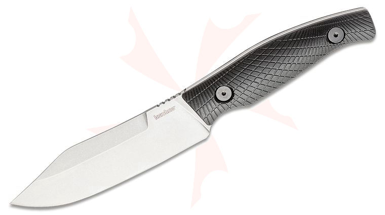 Kershaw 1083 Camp 5 Fixed Blade Knife 4.75 inch D2 Stonewashed Bowie, Black GFN Handles, Black GFN Sheath
