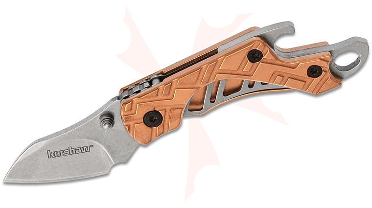 Kershaw 1025CU Cinder Copper Keychain Folding Knife 1.4 inch Stonewashed Blade, Copper Handles