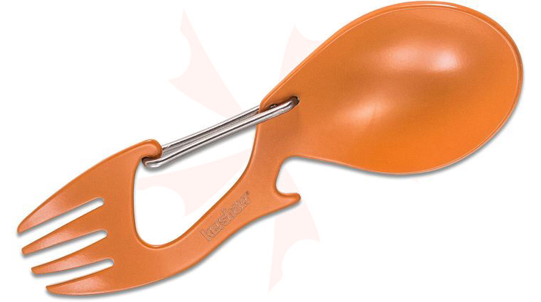Kershaw 1140OR Ration (Sunset Orange) Spoon, Fork, Bottle Opener, Carabiner