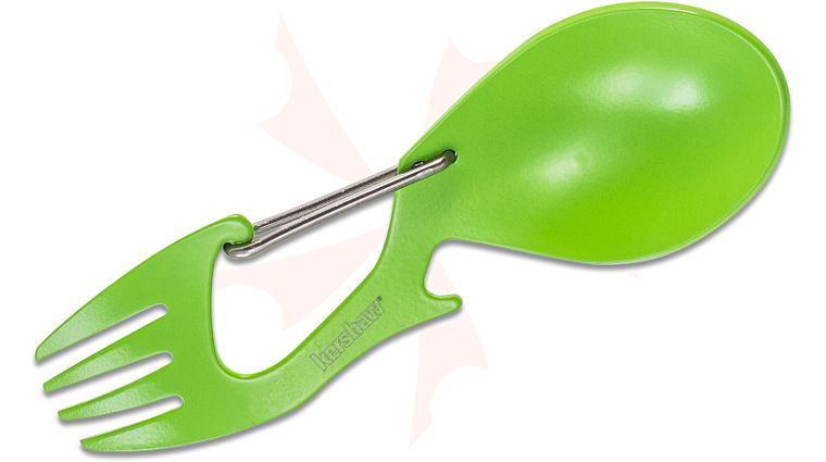 Kershaw 1140GRN Ration (Spring Green) Spoon, Fork, Bottle Opener, Carabiner