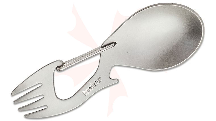 Kershaw 1140 Ration (Bead Blast) Spoon, Fork, Bottle Opener, Carabiner