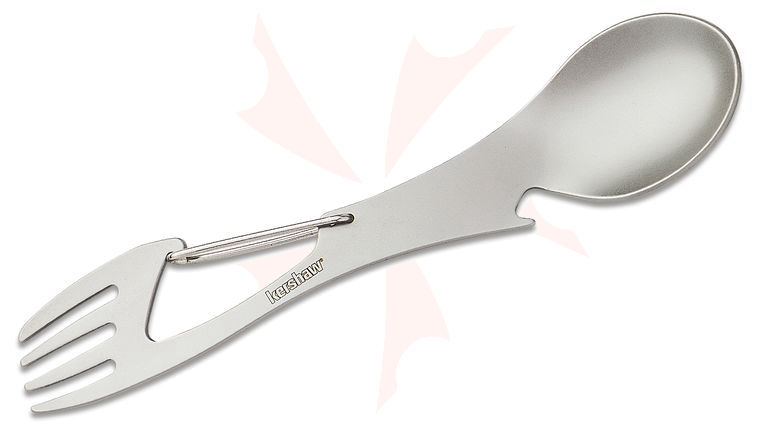Kershaw 1145 Ration XL (Bead Blast) Spoon, Fork, Bottle Opener, Carabiner