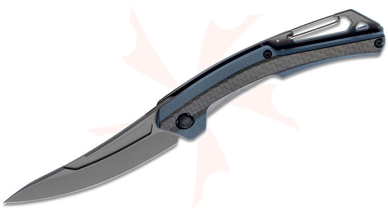Kershaw 1225 Reverb XL Folding Knife 3 inch Black Upswept Blade, Blue-Gray G10 Handle with Carbon Fiber Overlay