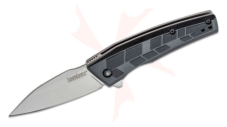 Kershaw 1342 Rhetoric Assisted Flipper Knife 2.9 inch 3Cr13 Bead Blasted Drop Point Blade, Black GFN Handles