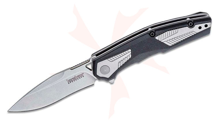 Kershaw 1390 Tremolo Assisted Flipper Knife 3.125 inch Stonewashed Plain Blade, Black GFN Handles